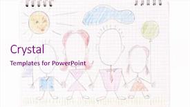  Presentation with cartoon children - Beautiful presentation featuring children holding hands father mother backdrop and a sky blue colored foreground