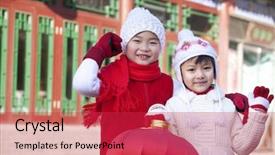  Presentation with lantern - Amazing theme having children holding red lantern backdrop and a red colored foreground