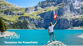  Presentation with tourism - Presentation featuring children-holding-switzerland-flag-travel background and a teal colored foreground