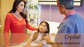  Presentation with hospital investment - Colorful PPT theme enhanced with picture showing man giving flowers and present to woman in bed backdrop and a coral colored foreground