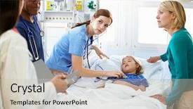  Presentation with intensive care unit - Colorful presentation theme enhanced with children hospitals - mother and daughter with staff backdrop and a soft green colored foreground