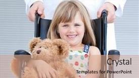  Presentation with wheelchair - Slides featuring children hospitals - portrait of a little girl background and a coral colored foreground
