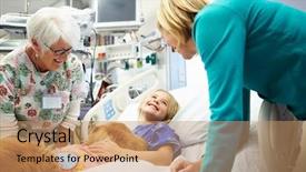  Presentation with therapy dog - Presentation theme having children hospitals - young girl being visited background and a coral colored foreground