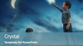  Presentation with fairy tale - Audience pleasing PPT layouts consisting of children hung the star backdrop and a teal colored foreground