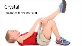  Presentation with leg pain - Cool new presentation with children hurt - boy lie isolated on white backdrop and a  colored foreground