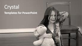  Presentation with crying - PPT theme having children hurt - girl crying on floor background and a gray colored foreground