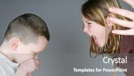  Presentation with yelling - Theme consisting of children hurt - older girl yelling at younger background and a gray colored foreground