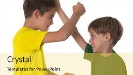  Presentation with isolated paw prints over white - Beautiful PPT theme featuring children hurt - two brother fighting isolated backdrop and a yellow colored foreground