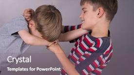  Presentation with two small brothers - Beautiful slides featuring children hurt - two brothers fighting backdrop and a violet colored foreground