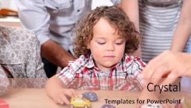  Presentation with little boy - Amazing presentation theme having children imitate parents - boy playing with pram backdrop and a coral colored foreground