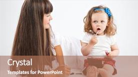  Presentation with of a gray wolf - Audience pleasing presentation design consisting of children imitate parents - daughter put on lipstick backdrop and a coral colored foreground