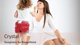  Presentation with lipstick - Theme enhanced with children imitate parents - daughter put on lipstick background and a lemonade colored foreground