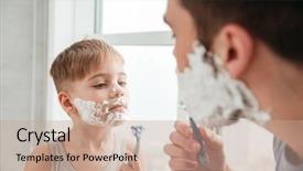  Presentation with father - Cool new slides with children imitate parents - image of funny father backdrop and a coral colored foreground