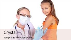  Presentation with injection - Cool new presentation theme with children immunization - doctor doing vaccine injection backdrop and a lemonade colored foreground