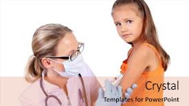  Presentation with pediatric nursing vaccine immunisation - Slide set having children immunization - doctor doing vaccine injection background and a coral colored foreground