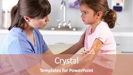  Presentation with immunization - Cool new presentation theme with children immunization - doctor giving child injection backdrop and a coral colored foreground