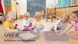 Presentation with children hands - Audience pleasing slides consisting of children improving hands motor skills backdrop and a lemonade colored foreground