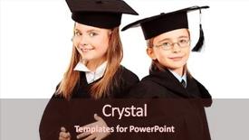  Presentation with graduation kids - Audience pleasing PPT theme consisting of two children in a graduation backdrop and a wine colored foreground