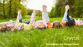  Presentation with children hands - Slide deck consisting of children-in-a-meadow-holding background and a gold colored foreground