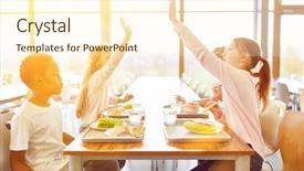  Presentation with canteen - Amazing presentation having children in a school canteen backdrop and a cream colored foreground