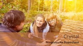  Presentation with forest school - Presentation featuring children-in-a-school-class background and a coral colored foreground