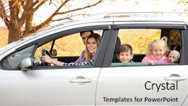  Presentation with road safety children - Theme having children in car on rural background and a light gray colored foreground