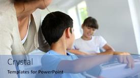  Presentation with class - PPT theme with children-in-class-with-teacher background and a  colored foreground