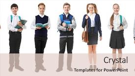  Presentation with school children - Beautiful slide deck featuring children in different school backdrop and a lemonade colored foreground