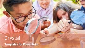  Presentation with summer camp - Presentation theme featuring children-in-ecological-holiday-course background and a coral colored foreground