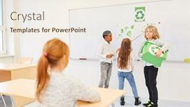  Presentation with elementary children - Amazing slide deck having children-in-elementary-school-declare backdrop and a sky blue colored foreground