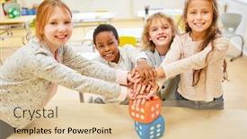  Presentation with teambuilding - PPT layouts with children-in-elementary-school background and a lemonade colored foreground