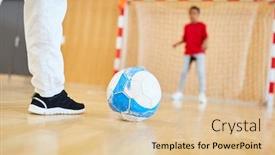  Presentation with physical education - Colorful presentation design enhanced with children-in-football-before backdrop and a lemonade colored foreground