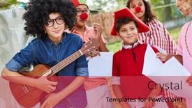  Presentation with talent - Beautiful PPT layouts featuring children-in-funny-costumes backdrop and a red colored foreground