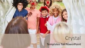  Presentation with talent - Amazing slide deck having children-in-funny-disguise backdrop and a soft green colored foreground