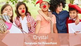  Presentation with mardi gras - Beautiful PPT layouts featuring children-in-funny-disguise backdrop and a coral colored foreground