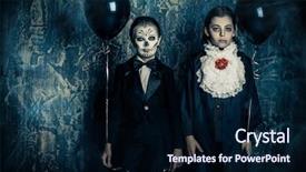  Presentation with black children - PPT theme consisting of children in halloween carnival costumes background and a  colored foreground