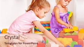  Presentation with backgound of education children art cryst - Audience pleasing slides consisting of children in kindergarten stacking block backdrop and a  colored foreground