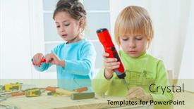  Presentation with labor - PPT theme featuring children-in-kindergarten background and a yellow colored foreground