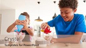  Presentation with sprinkles - Theme enhanced with children-in-kitchen-at-home background and a coral colored foreground