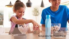  Presentation with sprinkles - Cool new presentation theme with children-in-kitchen-at-home backdrop and a coral colored foreground