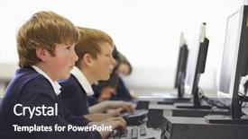  Presentation with school children - Beautiful PPT layouts featuring children in school computer backdrop and a dark gray colored foreground