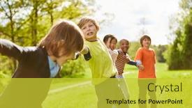  Presentation with camp - Presentation with children-in-summer-camp-hold background and a yellow colored foreground