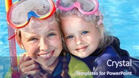  Presentation with children sport - Amazing presentation theme having children in swimming pool learning backdrop and a navy blue colored foreground