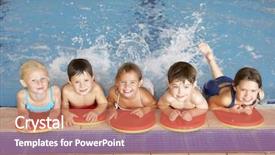  Presentation with swimming - Presentation theme enhanced with children in swimming pool background and a coral colored foreground