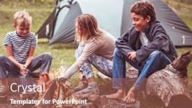  Presentation with summer camp - Presentation theme consisting of children-in-the-camp background and a coral colored foreground