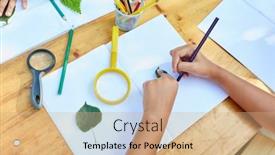  Presentation with summer camp - Slide deck featuring children-in-the-creative-vacation background and a coral colored foreground