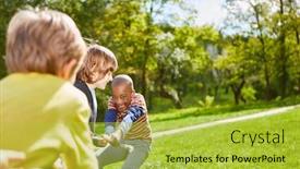  Presentation with children birthday - Audience pleasing PPT layouts consisting of children-in-the-park backdrop and a yellow colored foreground