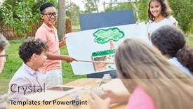  Presentation with summer school - Slide deck consisting of children-in-the-summer-school background and a lemonade colored foreground