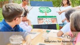  Presentation with summer school - Beautiful theme featuring children-in-the-summer-tuition backdrop and a lemonade colored foreground