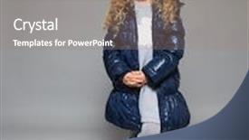  Presentation with kids fashion - Slide deck with children in winter clothes kids in down jackets fashion child background and a coral colored foreground